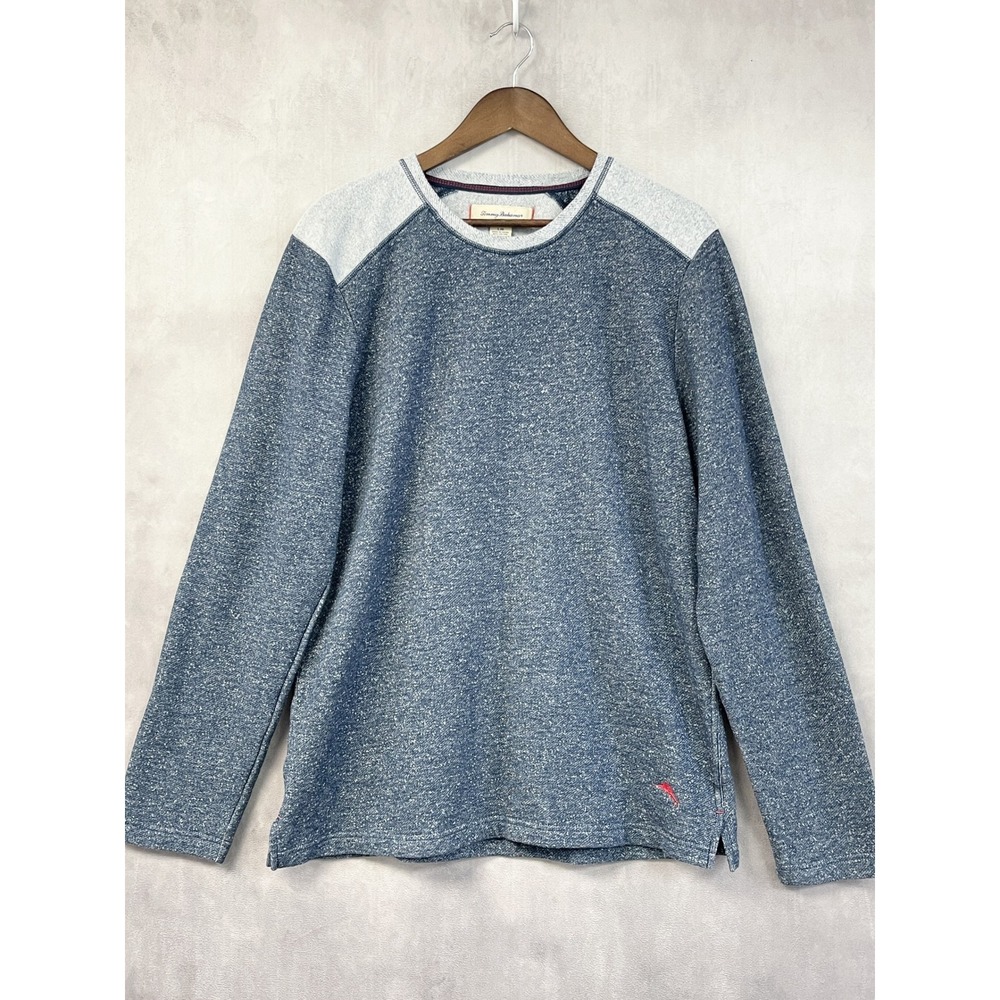 Tommy Bahama Mens Sweatshirt Large Blue Crewneck Pullover Cotton Blend Casual